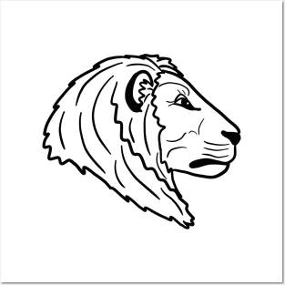 Lion face, line art Posters and Art